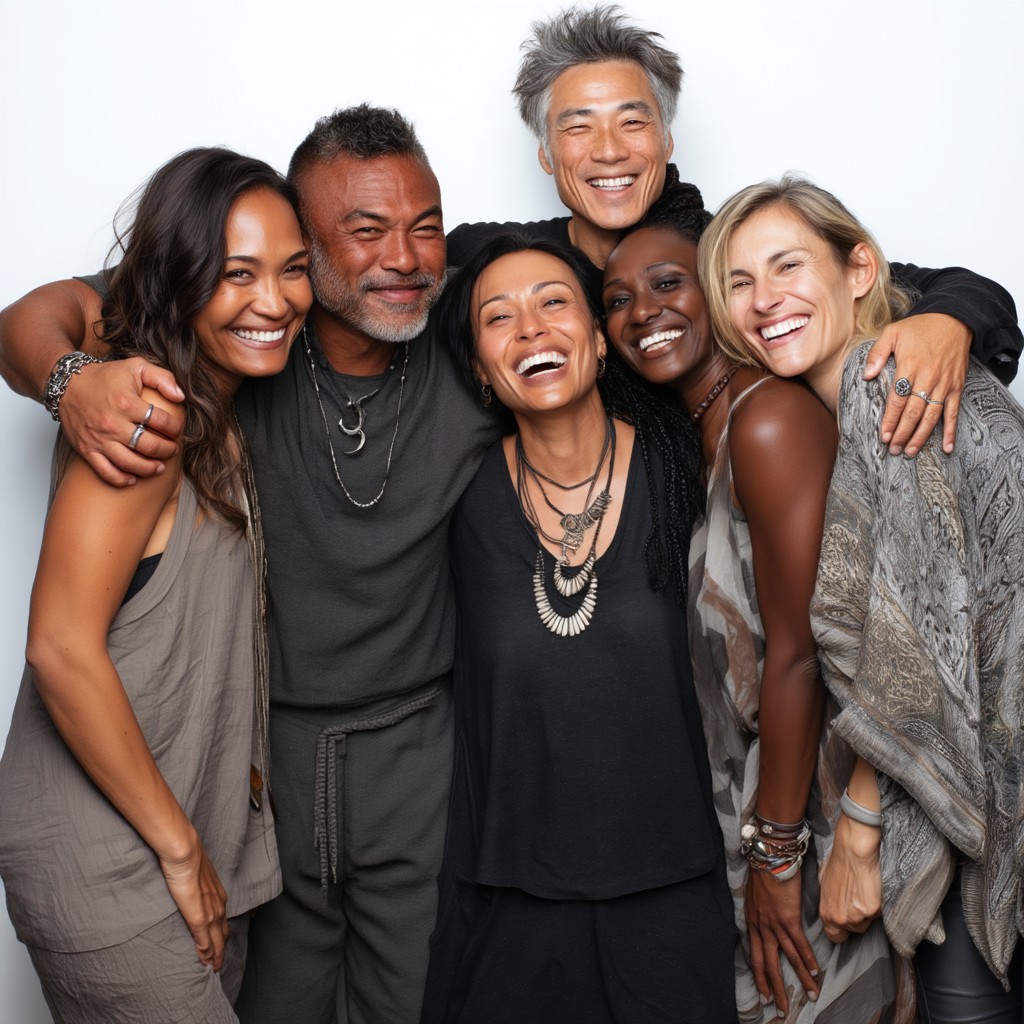 A group of colleagues smiling together